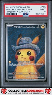 2023 Pokemon Svp En-Sv Promo #085 Pikachu Grey Felt Hat X Van Gogh PSA 9 - Image 1 of 2