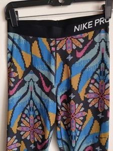 Nike Pro Girls Leggings Size M Floral High Waisted Stretchy Activewear - Picture 1 of 10