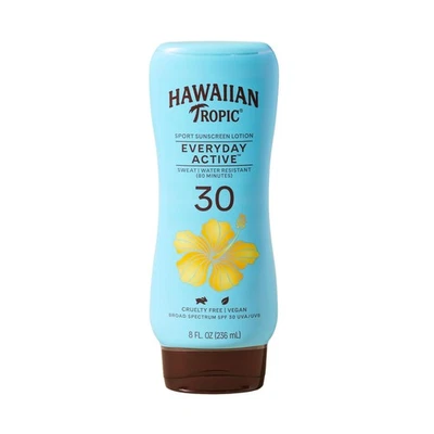 Loción activa diaria Hawaiian Tropic protector solar FPS 30, resistente al agua, 8 oz  Foto 1 de 4