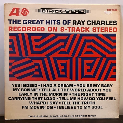 RAY CHARLES - Great Hits On 8-Track Stereo (1964) - 12" Vinyl Record LP - VG - Image 1 of 3