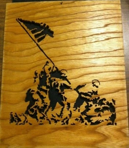Wood WW II SANDS OF IWO JIMA HANDMADE AMERICAN FLAG RAISING - Picture 1 of 12