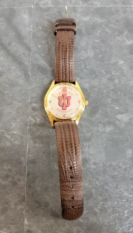 Vtg Sun Time Speidel Indiana University IU Watch Water Resistant Leather Band Cover