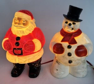 Vintage GENERAL PRODUCTS Hartplastik beleuchteter Weihnachtsmann & Schneemann Weihnachten Xmas Vintage - Bild 1 von 13