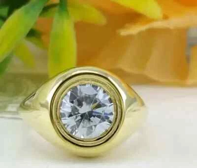 2Ct Certified IGI 14k Yellow Gold Round-Cut Lab Grown Diamond Men's Wedding Ring - Image 1 of 4