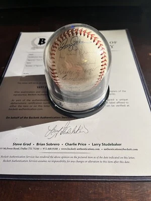 1977 Cincinnati Reds Team Signed Baseball COA Beckett/ 32 Signatures - Image 1 of 4