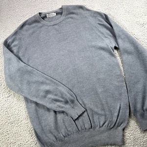 Vintage 100% Pashmina Cashmere Sweater Men Large Blue V-Neck Pullover Nepal - Picture 1 of 9