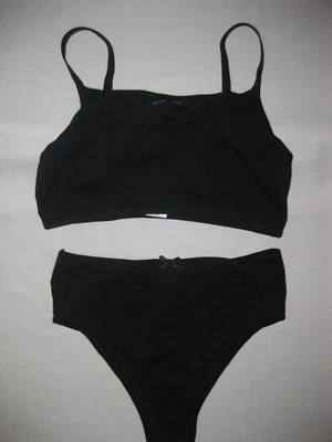 Shein girls 12yrs cotton padless bralette & hi-cut cheeky panties set black nwot - Image 1 of 2