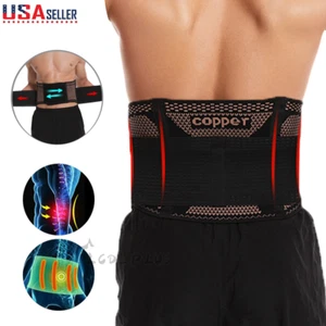 Copper Lumbar Support Lower Waist Back Belt Brace Pain Relief for Men Women New - Picture 1 of 14
