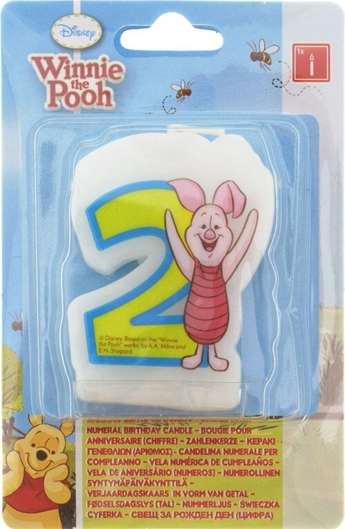 VELA DE SEGUNDO CUMPLEAÑOS WINNIE THE POOH (1) ~ Suministros de fiesta de feliz cumpleaños Cupcake Foto 1 de 1