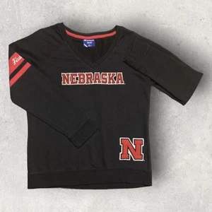 Nebraska Cornhuskers Champion Women's Vneck Letterman Sweater Size L - Picture 1 of 11