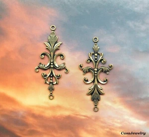 #1771 ANTIQUED GOLD ORNATE 2 RING CONNECTOR - 2 Pcs - Picture 1 of 3