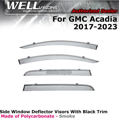 Viseras WELL para 17-23 GMC Acadia Viseras de ventana Deflectores Protector de lluvia Borde negro Foto 1 de 4