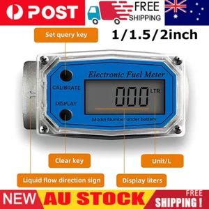 Electronic Turbines Flowmeter Fuel Water Chemicals Liquid Flow Meter 1/1.5/2inch - Picture 1 of 10
