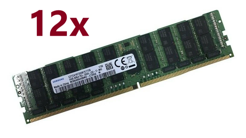 12x 64GB 768GB DDR4 2666MHz ECC LRDIMM f HP / Compaq Server Cloudline CL2100 G10 - Bild 1 von 1