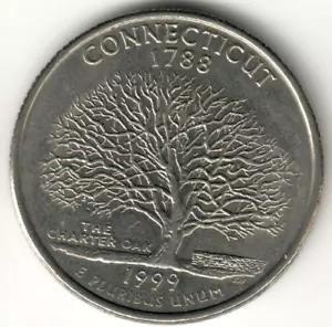 USA - 1999D - Washington ¼ Dollar - Connecticut - Weak Strike Oak - #10361 - Picture 1 of 2