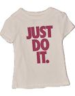 Nike Girls Graphic T-Shirt Top 8-9 Years Small White Cotton At97