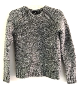 Suéter tejido con cremallera y hombro Armani Exchange para mujer talla S gris ribete acanalado lana - Imagen 1 de 10