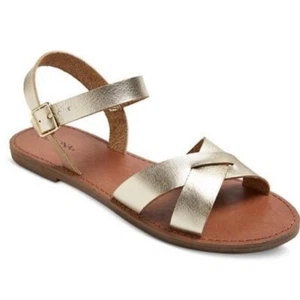 Womens Merona Size 11 Elke Metallic Gold Strappy Sandals - Picture 1 of 6