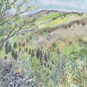 Japanese Lush Nature Landscape Pastel Drawing Art Signed Yoshihiro Hagino FL321 - Picture 1 of 8