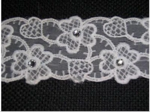 VINTAGE TRIM LOVELY OFF WHITE EMBROIDERED ORGANZA 5.25y - Picture 1 of 1