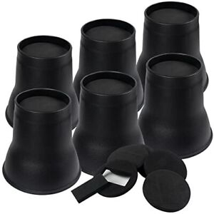 BED RISERS for Couch Desk Chair Black Round 6 Inch Set of 6 DEDU