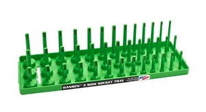 Hansen Global 38033 3/8" Dr. 3-Rail SAE Socket Organizer GREEN - Foto 1 di 1