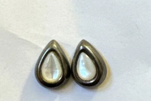 Sterling Silber 925 Tropfenform weißer Schimmer Stein - Bild 1 von 2