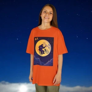 B.F. The Bigfoot Parody of E.T. Bigfoot Bicycle Tee For Kids Sasquatch Cryptid - Picture 1 of 23