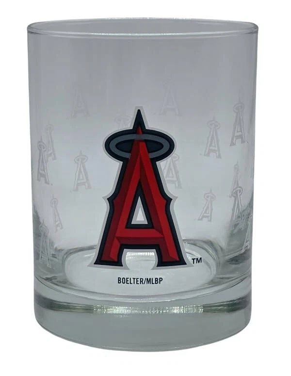 Satin Etch Rocks Glass for Whiskey, Cocktails, Scotch, 14oz (Los Angeles Angels) - Image 1 of 3