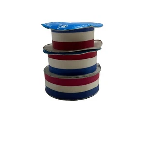 Offray Red/White/Blue “Uncle Sam” USA 1 7/16” Acetate 3 Rolls - Picture 1 of 3
