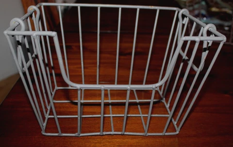HEAVY METAL WIRE HANDLED GRAY PAPER EGG MISC BILL DESK BASKET FARM COUNTRYSIDE Cover