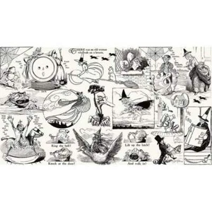 Fat Quarter Goose Tales Halloween Nursery Rhyme On White100% Cotton Print Fabric - Picture 1 of 1