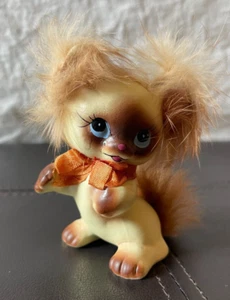 Vintage MCM Porcelain Kitty Kitten Cat Figurine Real Fur 3.5" Anthropomorphic - Picture 1 of 9