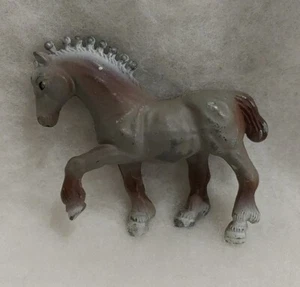 Durham Industries graues Clydesdale Pferd Metall Figur Hongkong 1977 Belgier - Bild 1 von 7