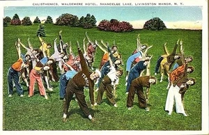 The Catskills c. 1918 Waldemere Hotel - Calisthenics - Livingston Manor NY - Picture 1 of 6