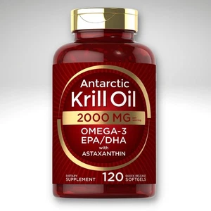 Antarktisches Krillöl 2000 mg 120 Weichkapseln | Omega-3 EPA, DHA, mit Astaxanthin - Bild 1 von 8