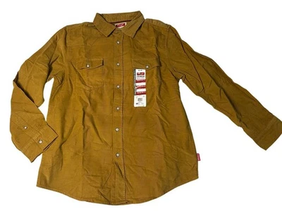 NWT Wrangler Corduroy Button Shirt Boys XL (14-16), Husky Cowboy Mustard Casual - Image 1 of 4