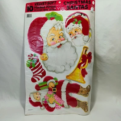 Recortes troquelados flocados de Papá Noel vintage 10 piezas decoraciones de pared de Navidad Eureka  Foto 1 de 4