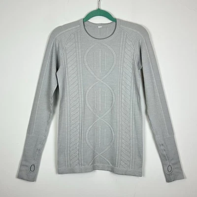 Pulôver Lululemon Rest Less cinza texturizado feminino atlético corrida pequeno - Imagem 1 de 4