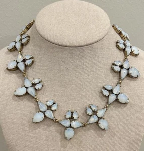 J. "Collar Crew usado cristal radiante llamativo nieve opalescente 17""" - Imagen 1 de 7