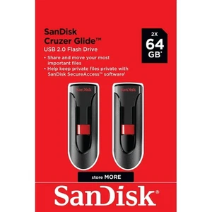 SanDisk 64GB Cruzer Glide Thumb USB Flash Drive 2 Pack - Picture 1 of 8