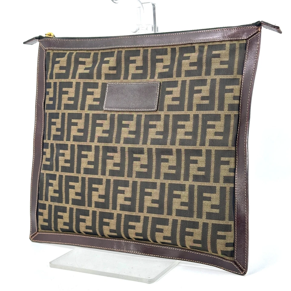 Fendi  Clutch Bag Purse  Zucca Leather Nylon Authentic 409T0364 - Image 1 of 4