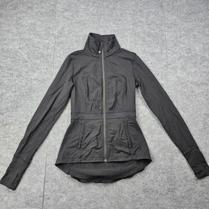 Lululemon Riding Jacket Womens 6 Black Equestrian Peplum Ruffle Back Thumbholes - Picture 1 of 6