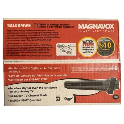 Magnavox DTV Digital to Analog Converter Over Air TV Receiver TB100MW9 NEW - Image 1 of 4