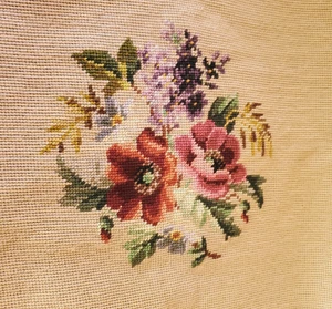Vintage 2015- Floral Bouquet Needlepoint Tapestry Finished 19" x 21" Chair Cover - Picture 1 of 5