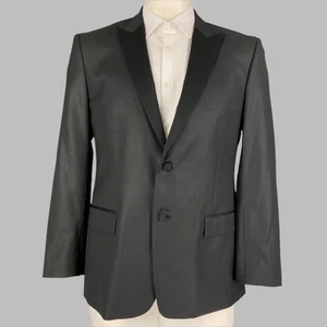VERSACE COLLECTION Talla 42 Negro Poliéster Mezcla Peak Solapa Abrigo Deportivo - Imagen 1 de 7