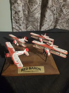 1991 Red Baron Stearman Squadron Set of 4 1:72 Scale Bi-Planes with Base - Picture 1 of 2