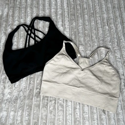 Sujetador deportivo Victorias Secret ROSA activo sin costuras negro beige paquete de 2 talla M Foto 1 de 4