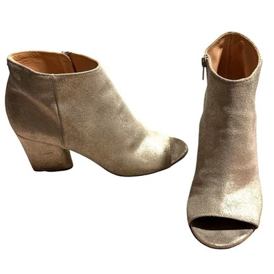 Maison Margiela Open Toe Heeled Boots Women's Size 8 aka EU 38 Gold Block Heel - Image 1 of 4
