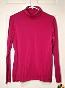 Lands’ End Women’s Shaped Turtleneck Long Sleeve Top Size L (14-16) Magenta - Picture 1 of 9